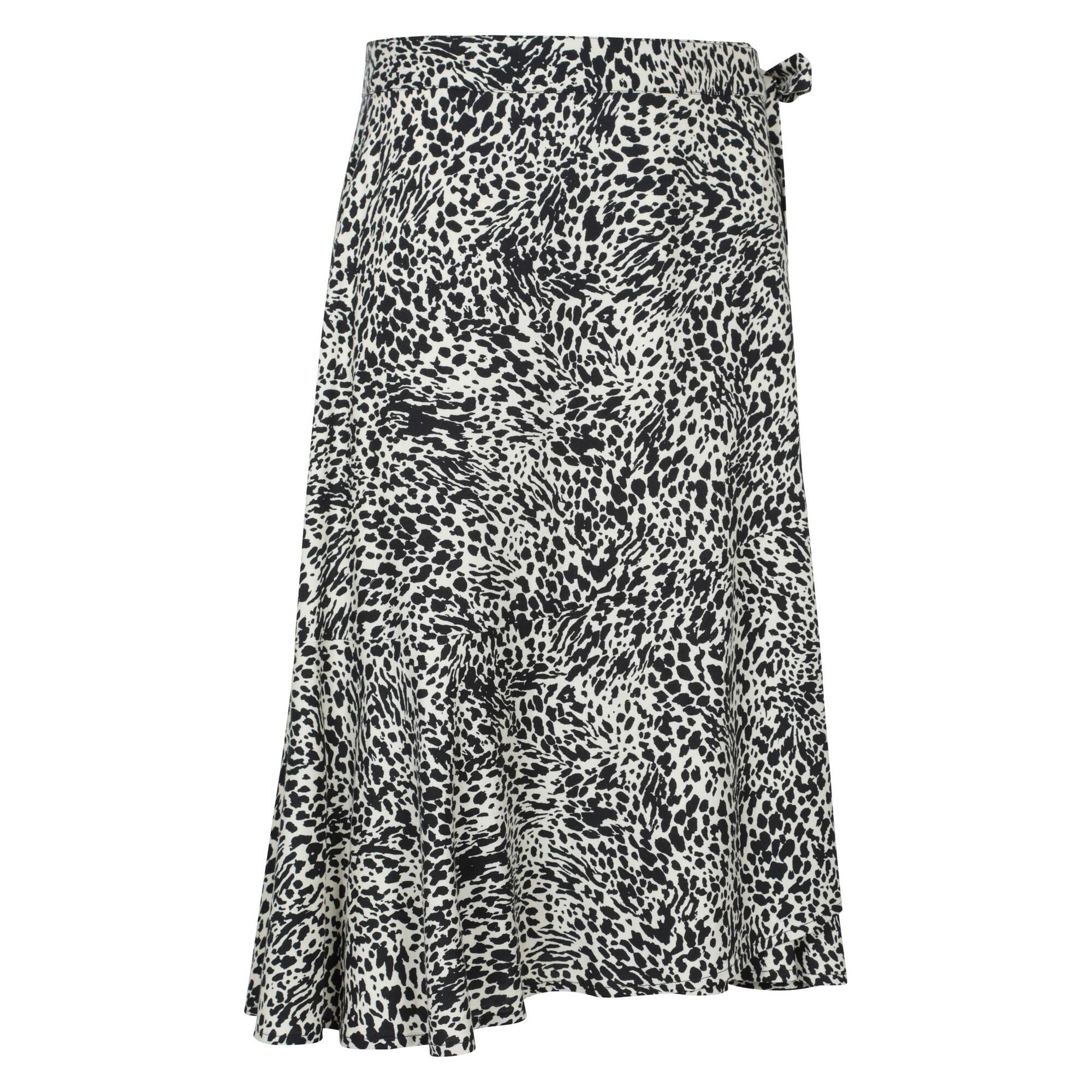 Womens/Ladies Papamoa Animal Print Wrap Skirt (Monochrome) 4/4