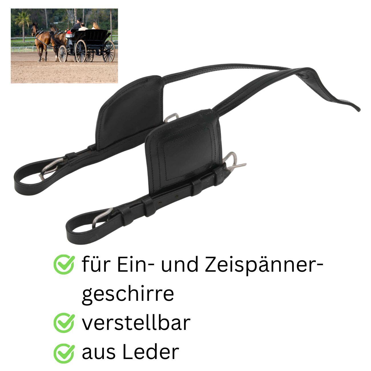 Fahrzaum Backenstücke mit Scheuklappen Leder, verstellbar, Kutschzubehör 2/4