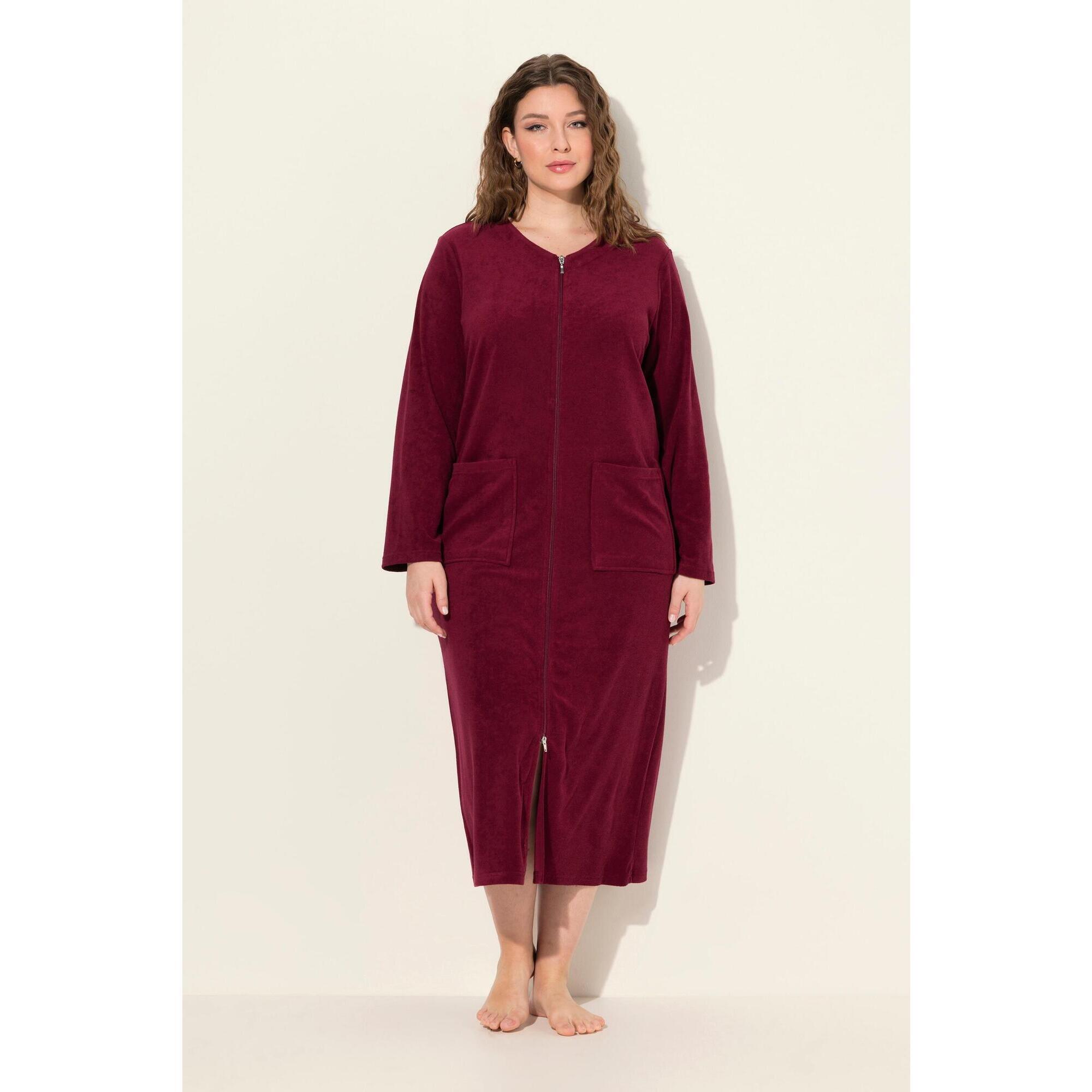 Ulla Popken - Femme Peignoir En Tissu Éponge - Peignoir De Bain - Rouge - 48 Xl - Decathlon