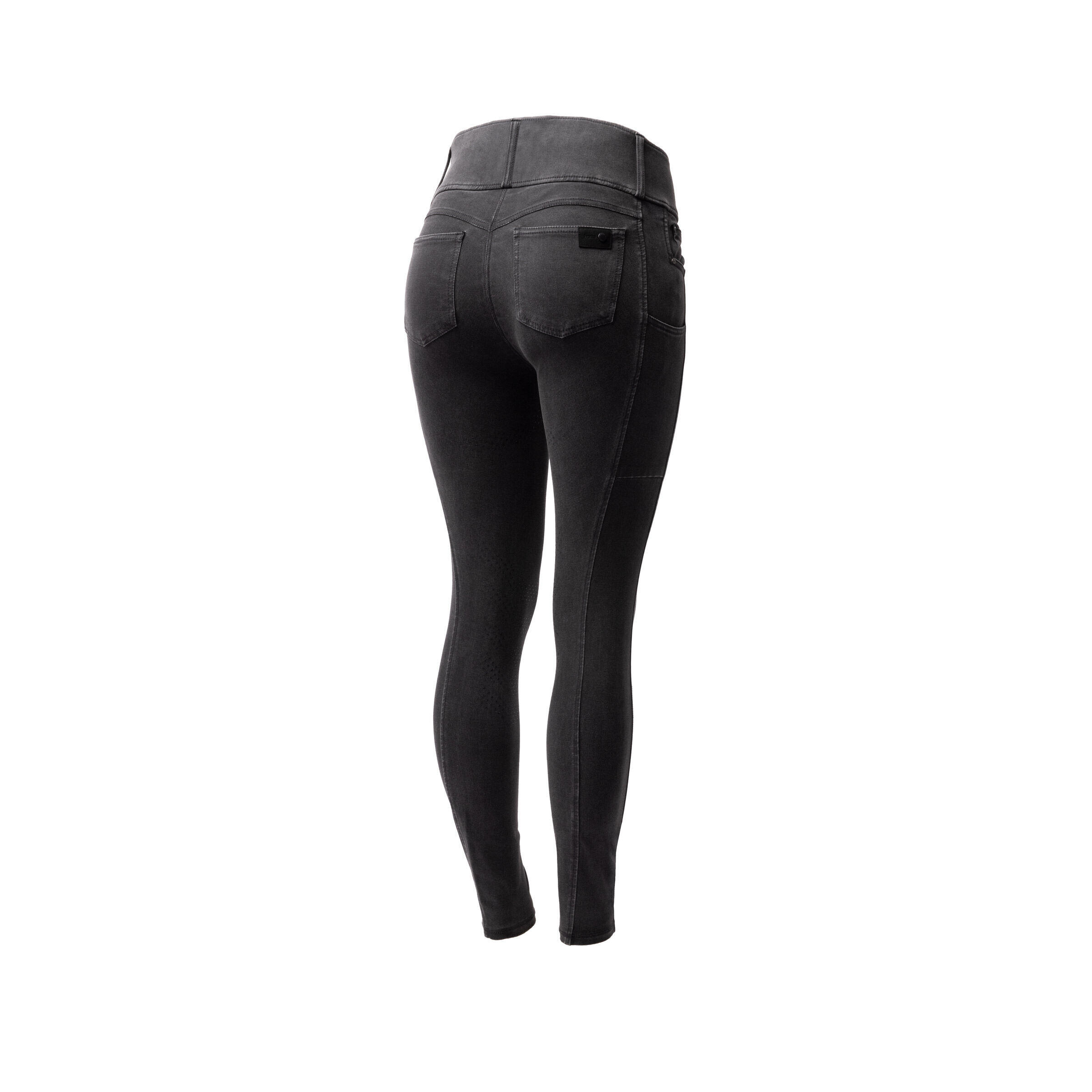 Pantalon équitation en denim full grip femme Horze Carolyn 3/7