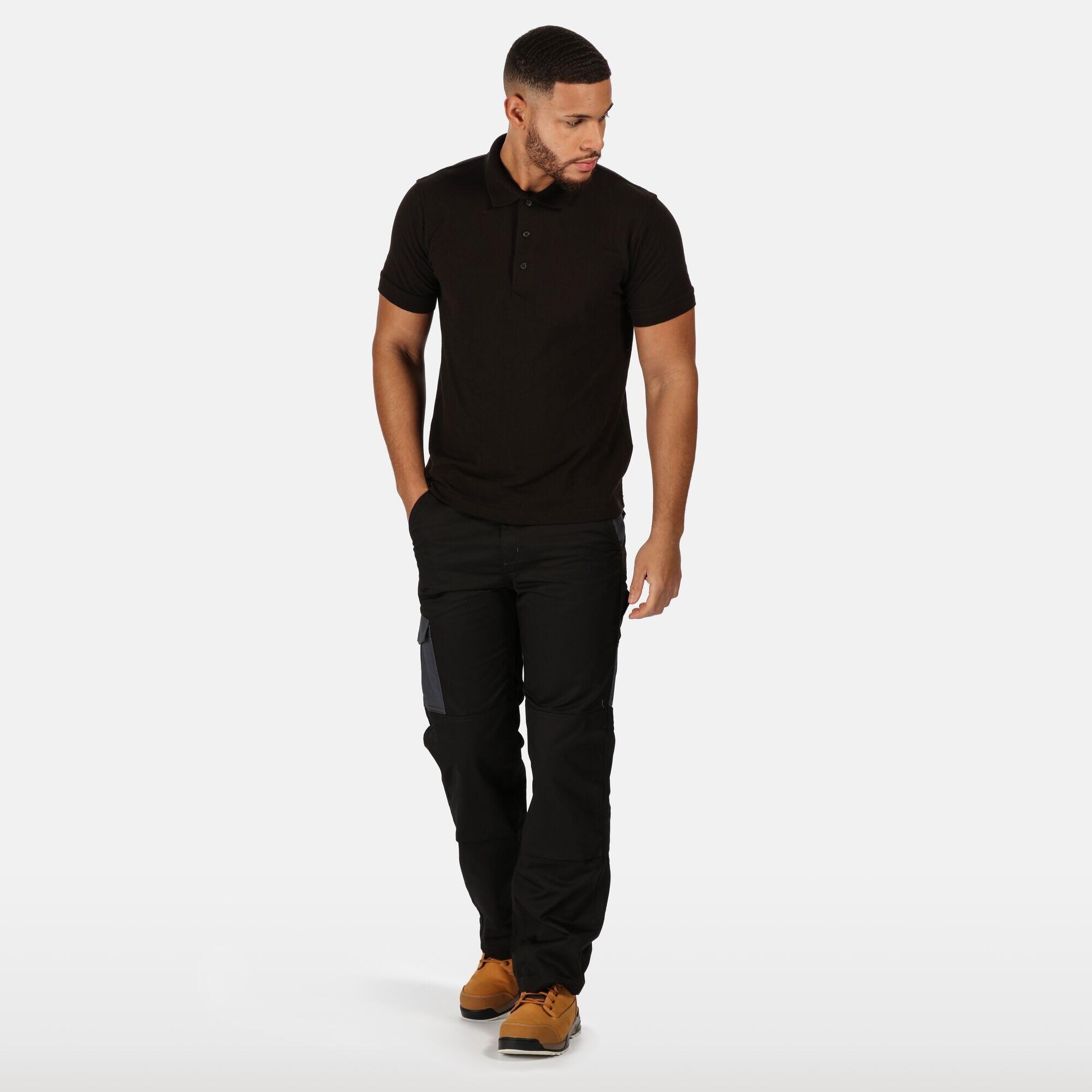 Professional Mens Classic 65/35 Short Sleeve Polo Shirt (Black) 4/5
