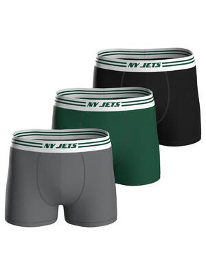 Nfl new york jets 3-pack 95% cotton boxers | green/grey/black size l