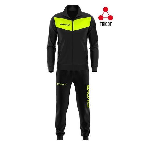 Tute complete uomo ( acetato-poliestere) givova nero/giallo fluo