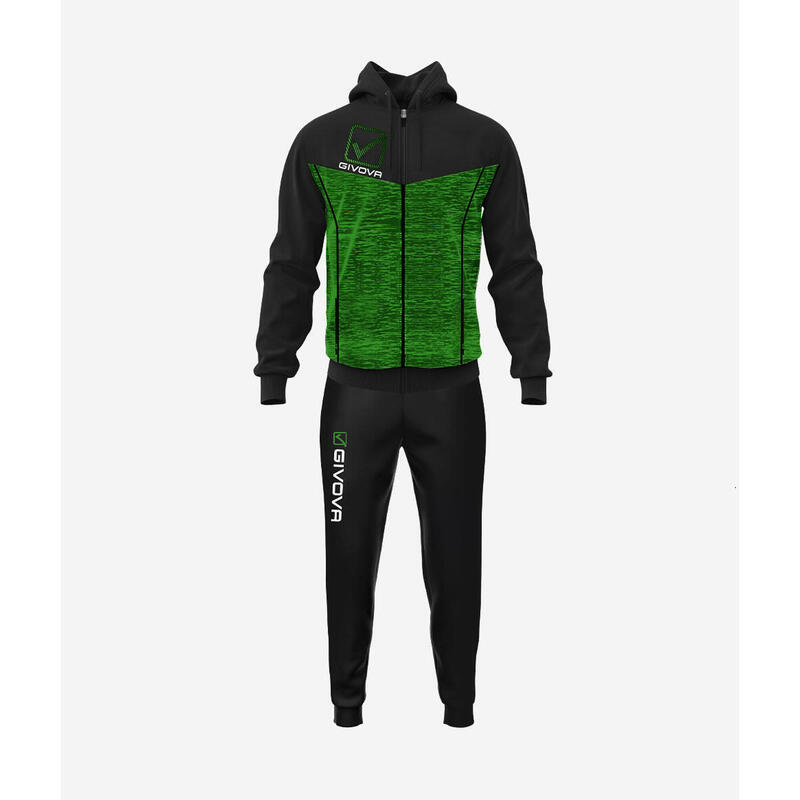 Trening Givova Visa cu glugă, negru/verde, 3XL
