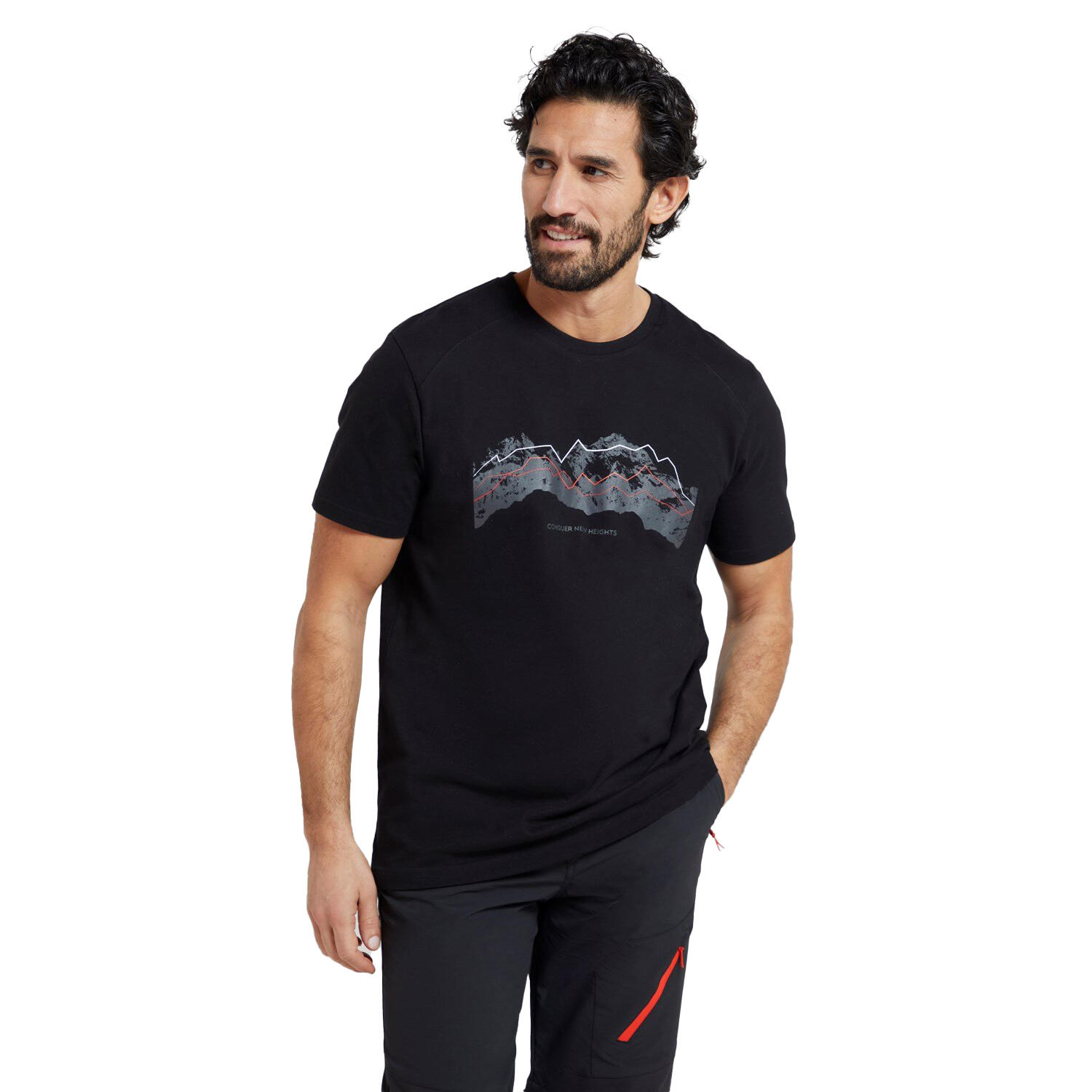 Maglietta Uomo Mountain Warehouse Tech Mountains Nero 3/4