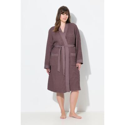 Damskie Szlafrok kołnierz szalowy pasek pika waflowa długi rękaw