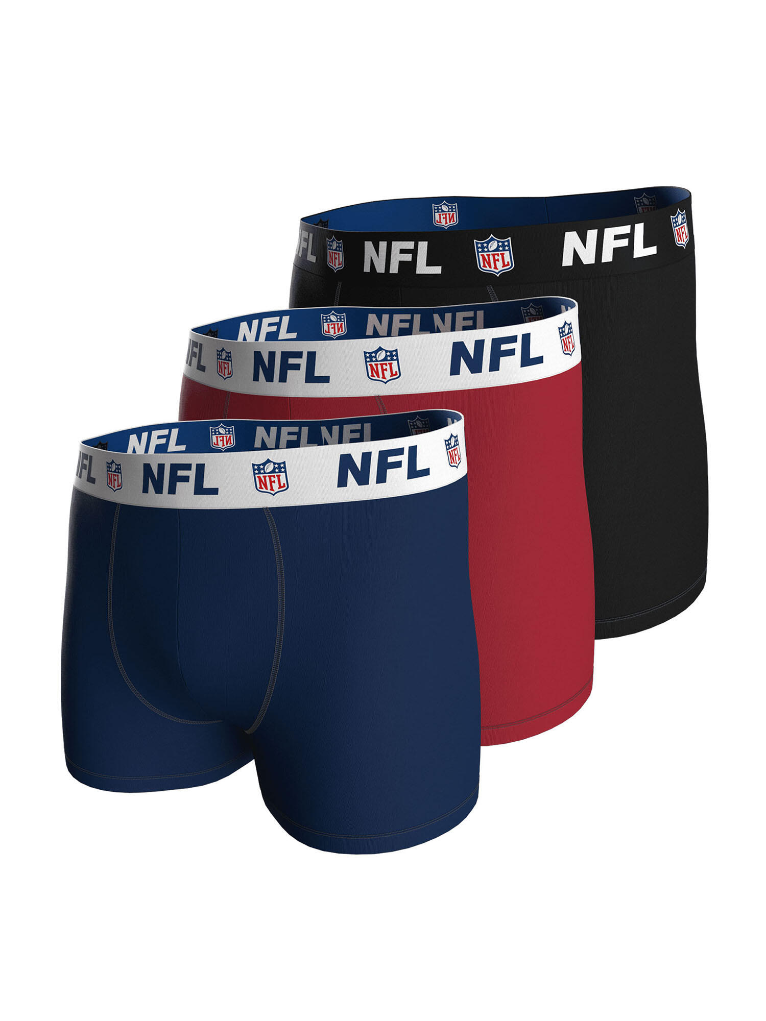 NFL Shield Logo 3-Pack 95% Cotton Boxers | Navy/Red/Black Size S 2/7