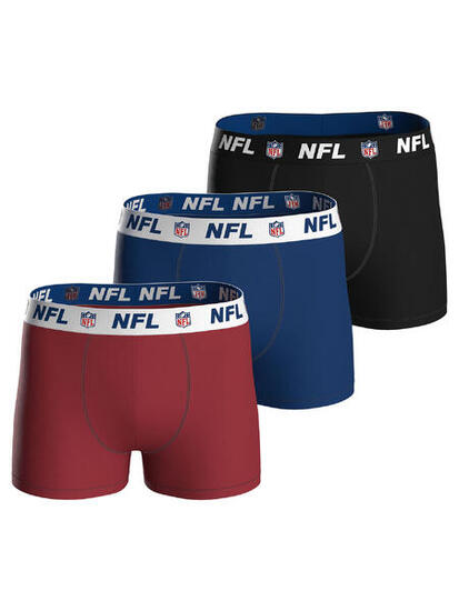 NFL Shield Logo 3-Pack 95% Cotton Boxers | Navy/Red/Black Size S