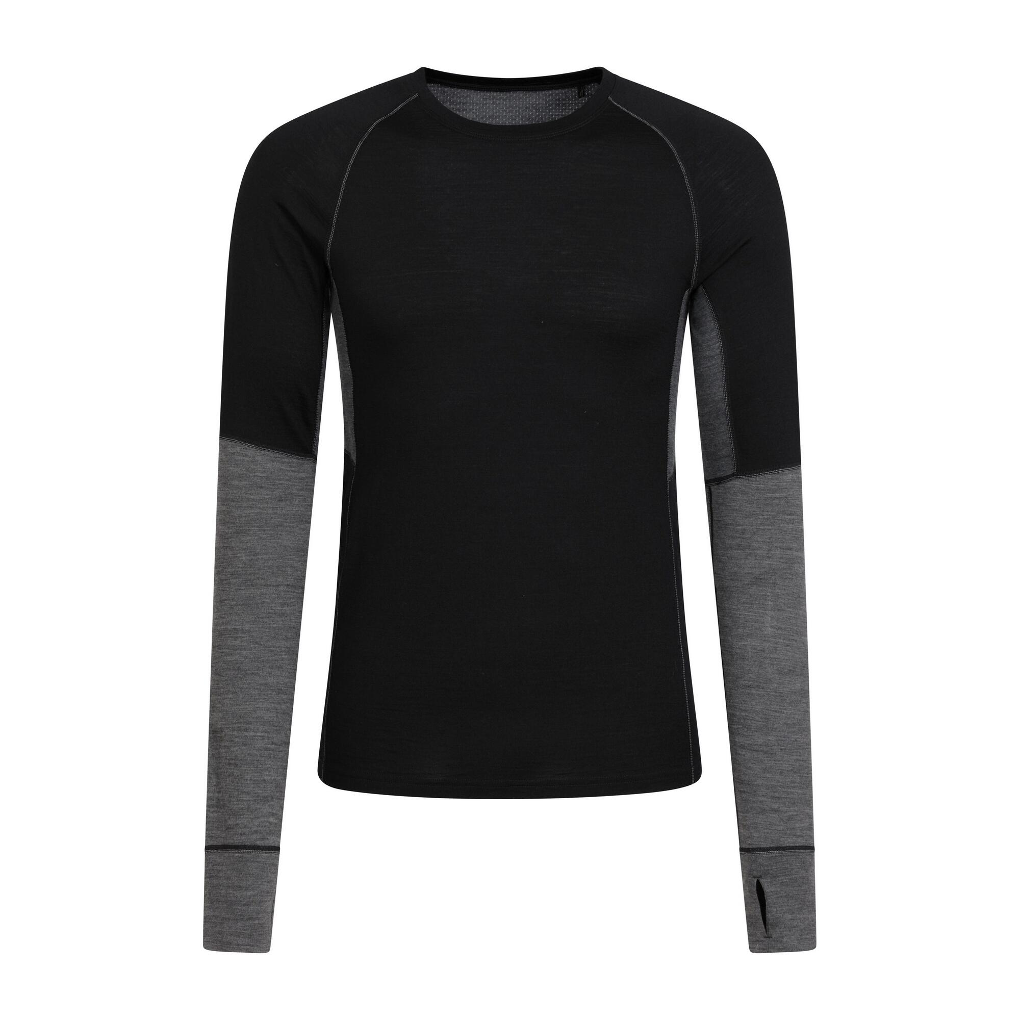 MOUNTAIN WAREHOUSE Mens Ultra Merino Wool Round Neck Base Layer Top (Black)