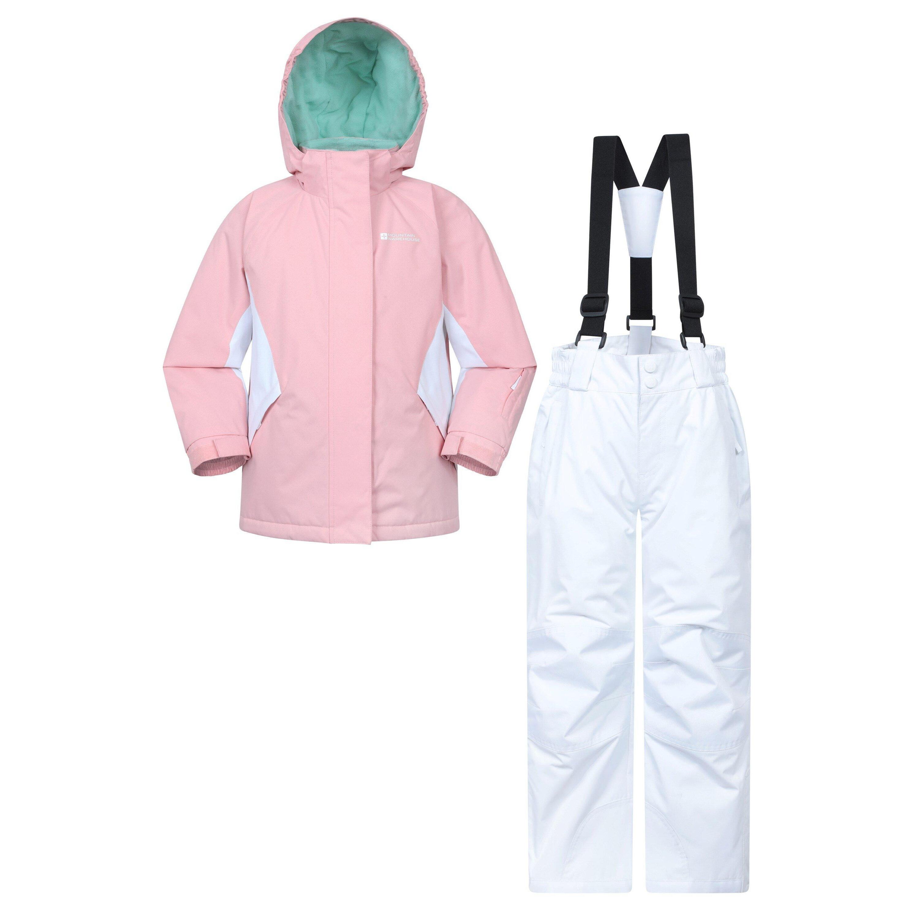 MOUNTAIN WAREHOUSE Childrens/Kids Ski Jacket & Trousers Set (Light Pink)