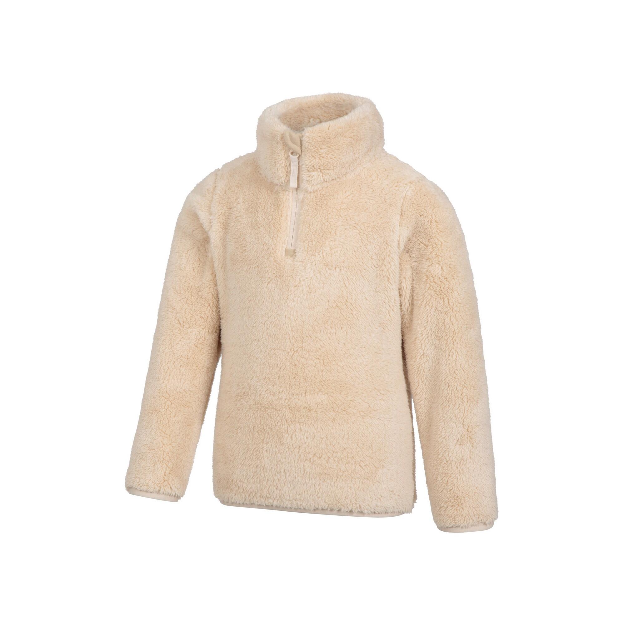 "Teddy" FleeceOberteil mit halbem Reißverschluss für Kinder Beige 3/4