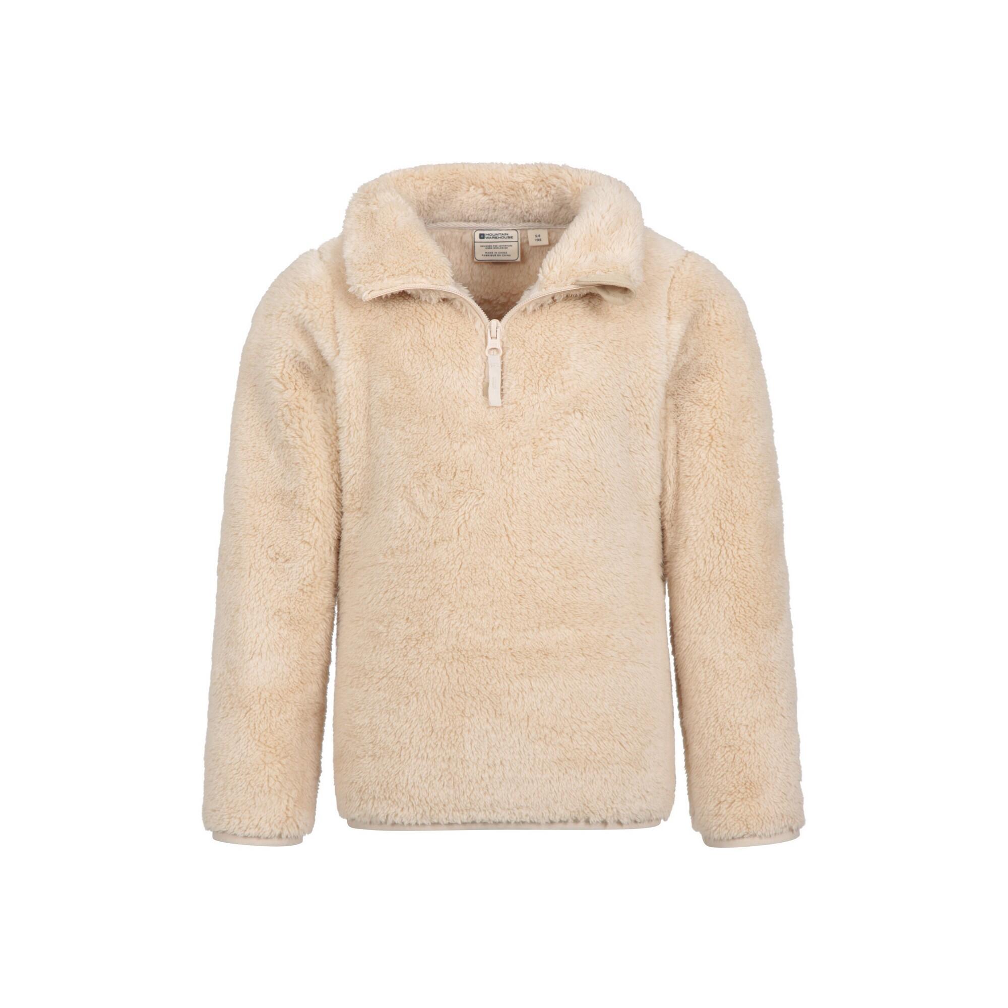 "Teddy" FleeceOberteil mit halbem Reißverschluss für Kinder Beige 4/4