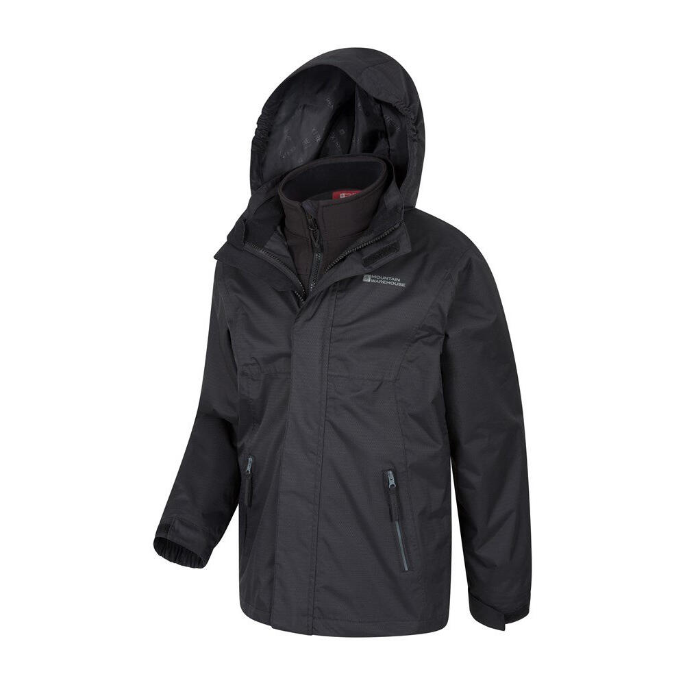 "Bracken Extreme" Jacke, wasserfest 3 in 1 für Kinder Schwarz 2/4