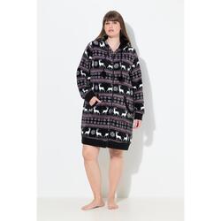 Femme Peignoir à capuche et manches longues en polaire motif norvégien