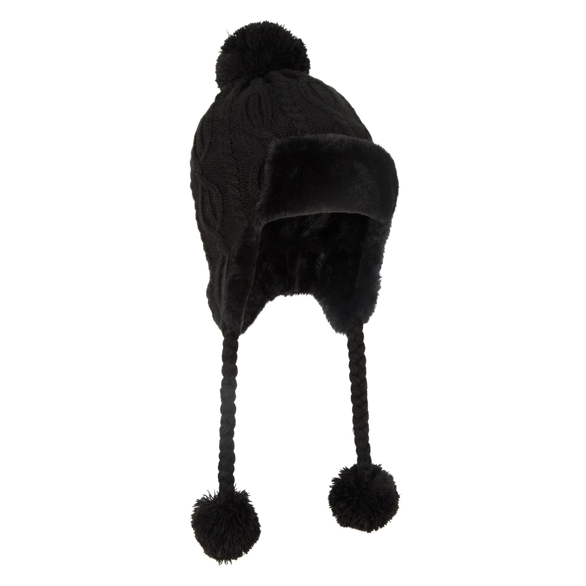 Womens/Ladies Sierra Knitted Thermal Bomber Hat (Black) 3/4