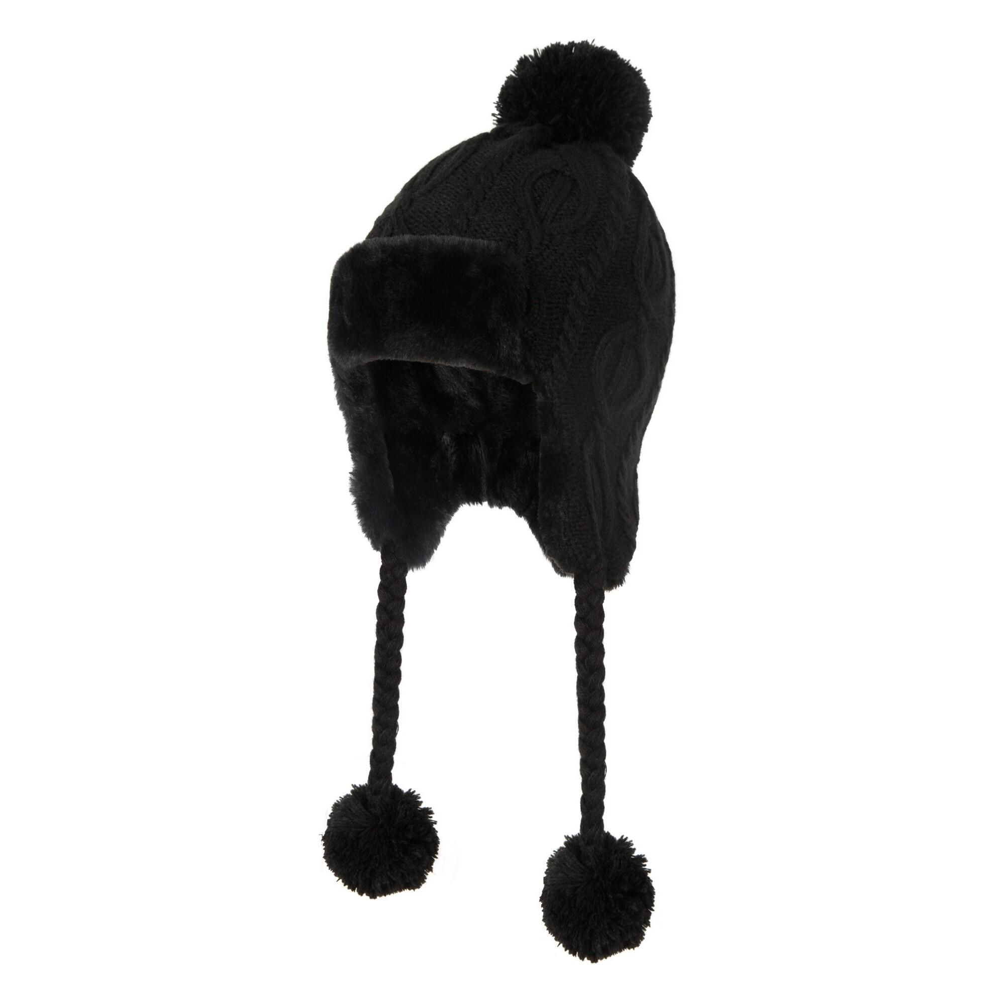 Womens/Ladies Sierra Knitted Thermal Bomber Hat (Black) 4/4