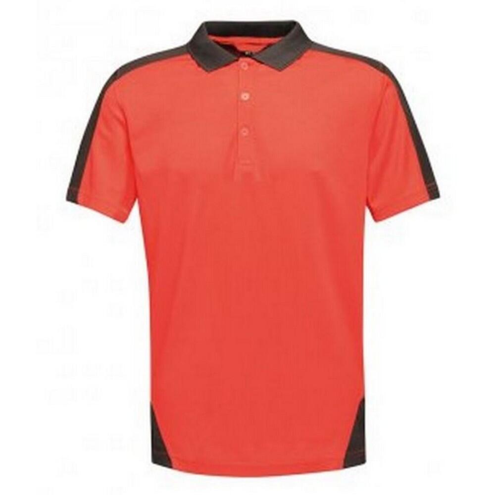 Contrast Coolweave Pique Polo Shirt (Classic Red/Black) 1/4