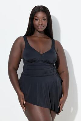 Damen Badekleid Drapierung Softcups integrierter Badeanzug