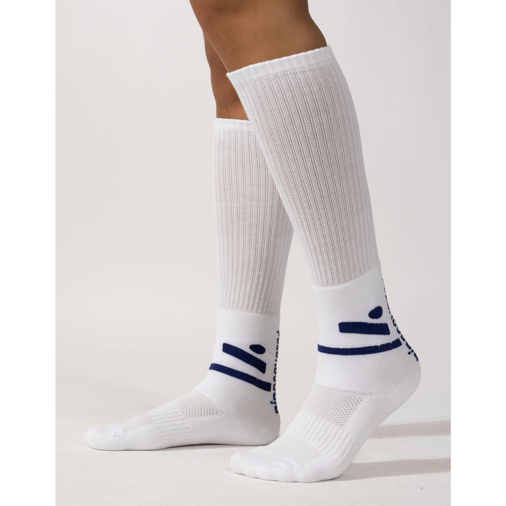 Ninesquared - Chaussettes Hautes Volley “jump Spin” (2 Paires) – Logo Bleu Marine (36/39) - Chaussettes - Blanc|bleu - 35/38 - Decathlon