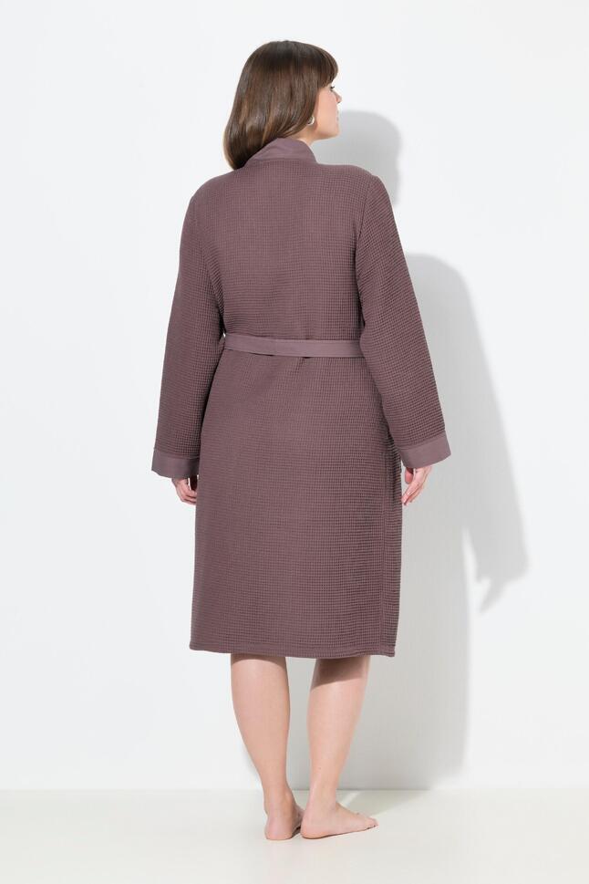 Damskie Szlafrok kołnierz szalowy pasek pika waflowa długi rękaw