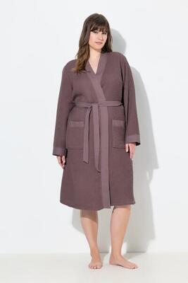 Dames badjas sjaalkraag ceintuur wafeldoek lange mouwen