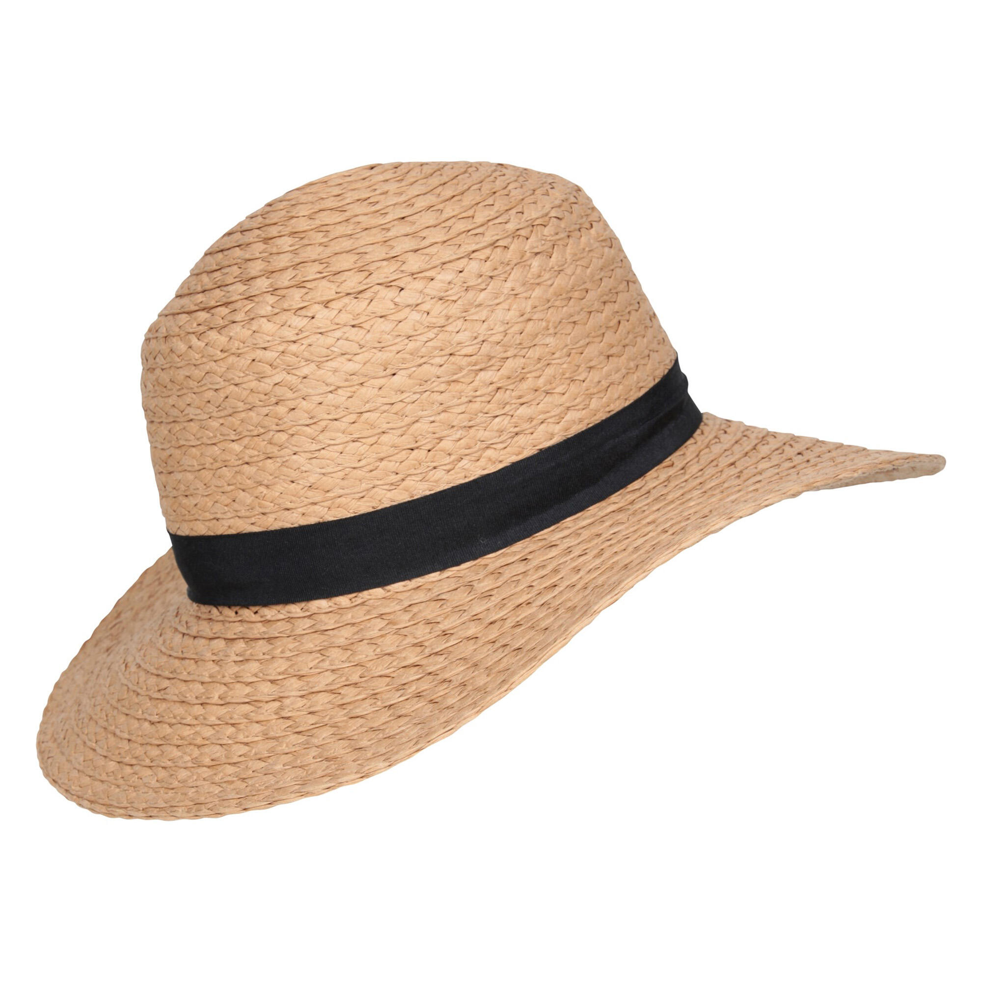 Womens/Ladies Straw Wide Brim Sun Hat (Beige) 3/3