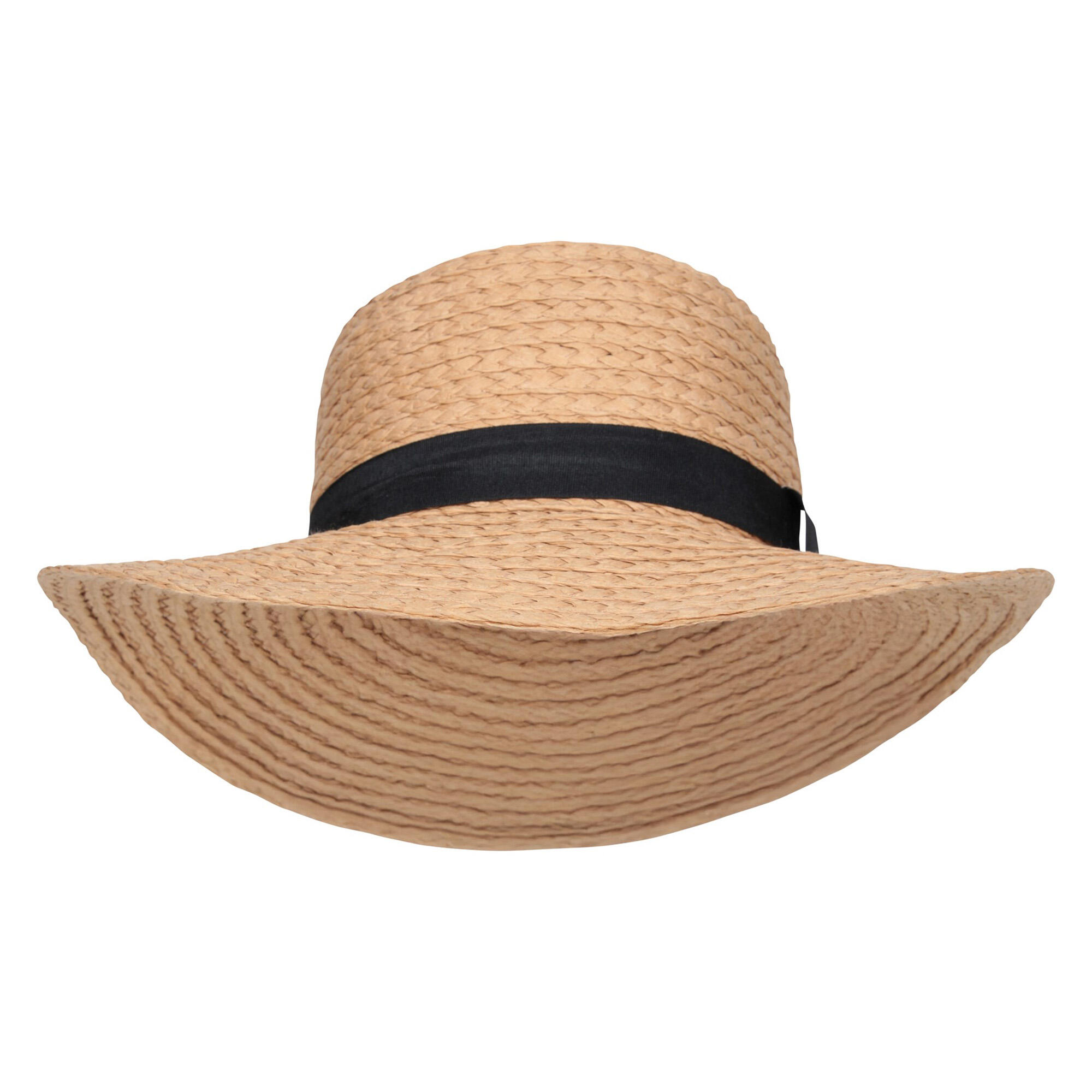 Womens/Ladies Straw Wide Brim Sun Hat (Beige) 2/3