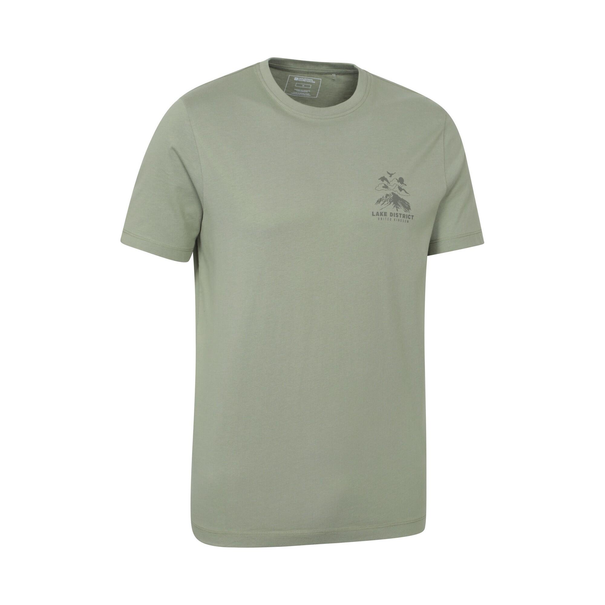 Mens Lake District Back Print ShortSleeved TShirt (Khaki Green) 3/4