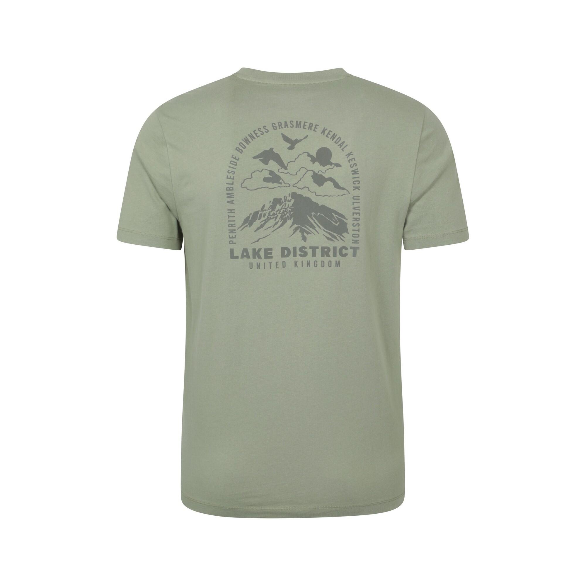 Mens Lake District Back Print ShortSleeved TShirt (Khaki Green) 2/4