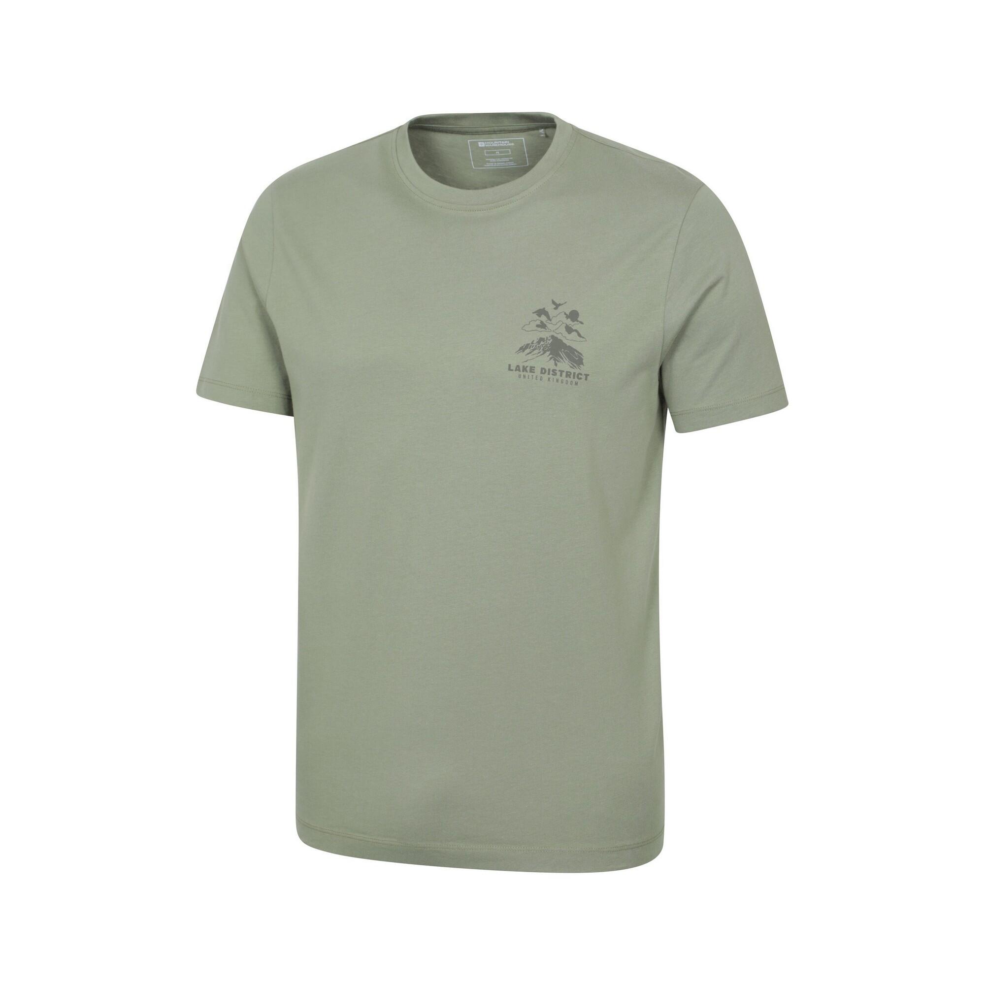 Mens Lake District Back Print ShortSleeved TShirt (Khaki Green) 4/4