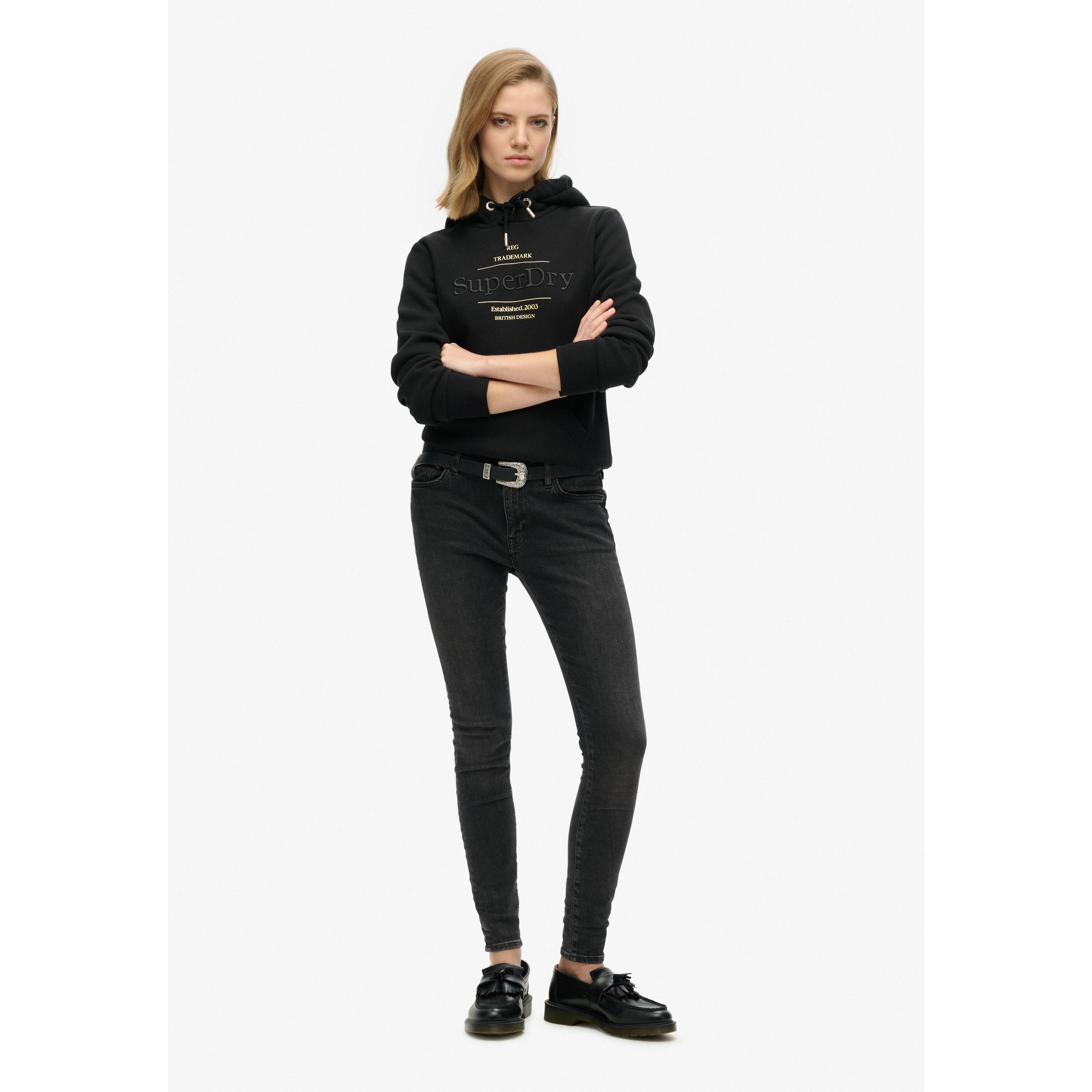 Superdry Damen Hoodie Schwarz Luxus 3/5