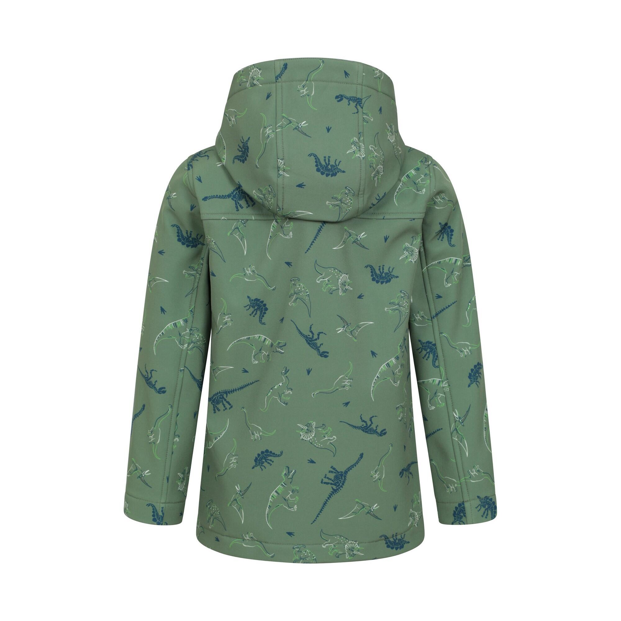 Childrens/Kids Exodus II Dinosaurs Water Resistant Soft Shell Jacket (Green) 2/4