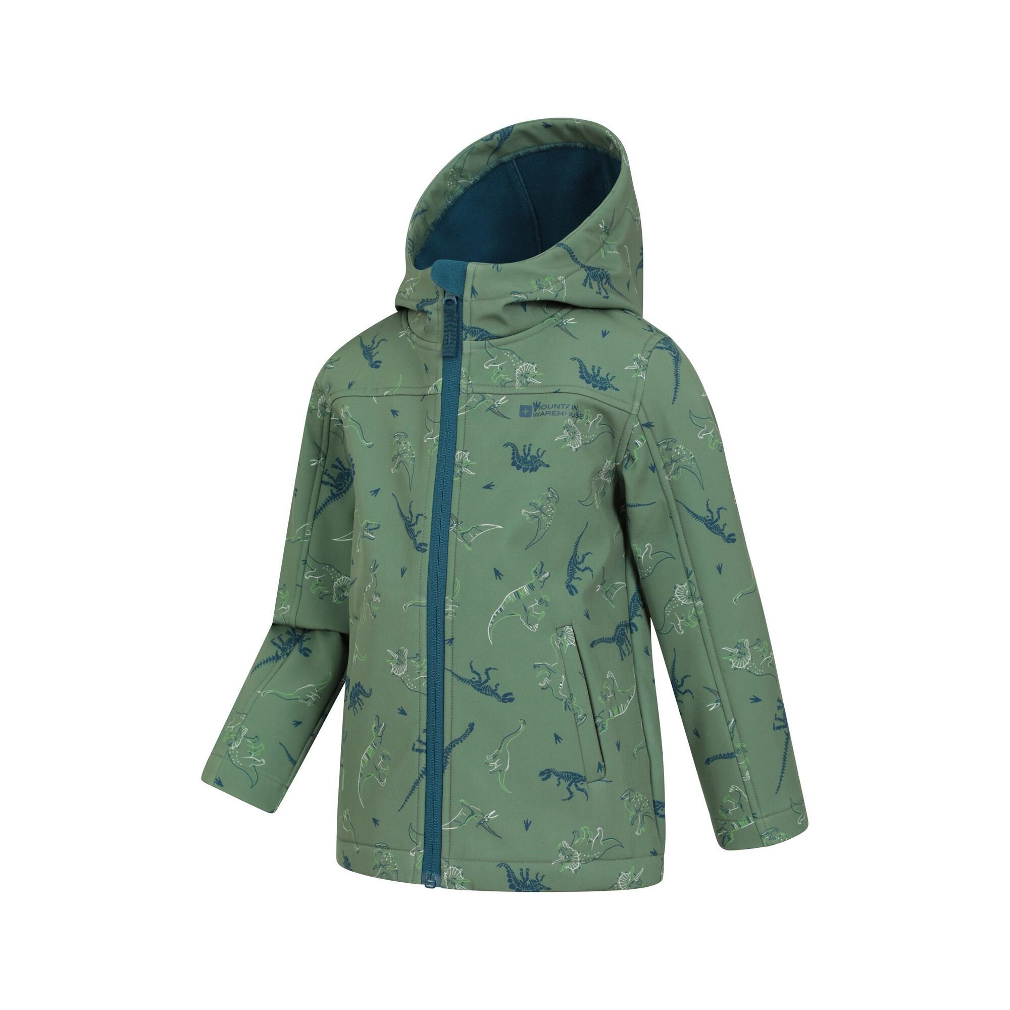 Childrens/Kids Exodus II Dinosaurs Water Resistant Soft Shell Jacket (Green) 4/4