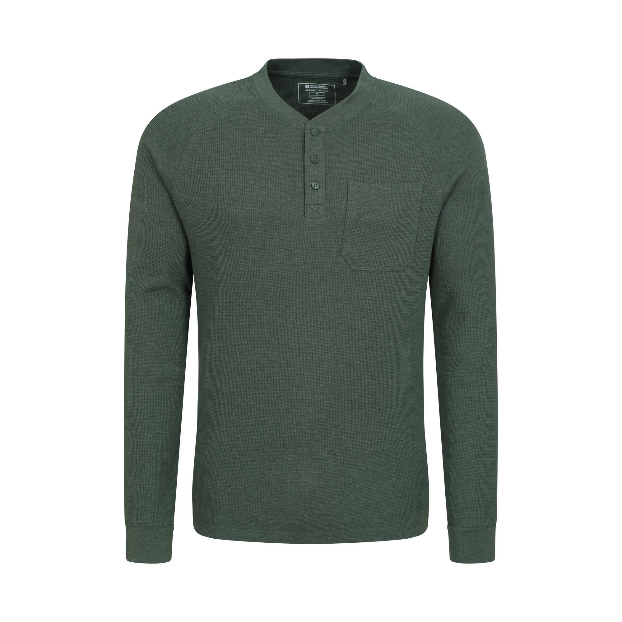 MOUNTAIN WAREHOUSE Mens Selby Waffle Henley TShirt (Khaki Green)