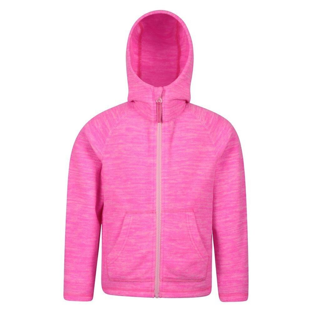 MOUNTAIN WAREHOUSE Childrens/Kids Snowdonia Microfleece Full Zip Hoodie (Bright Pink)
