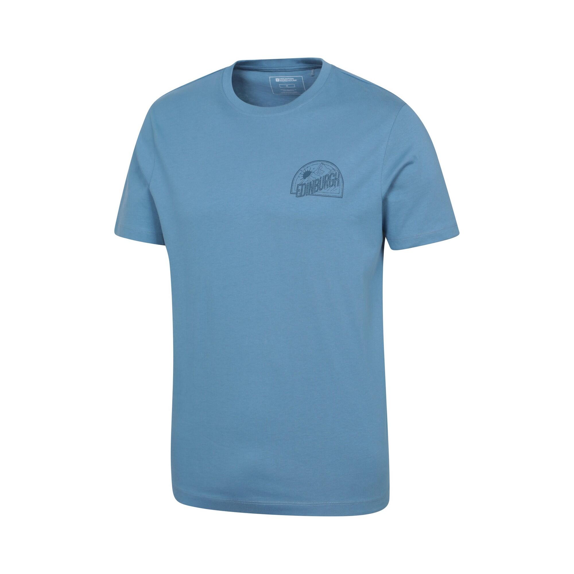 Mens Edinburgh Text ShortSleeved TShirt (Blue) 3/4