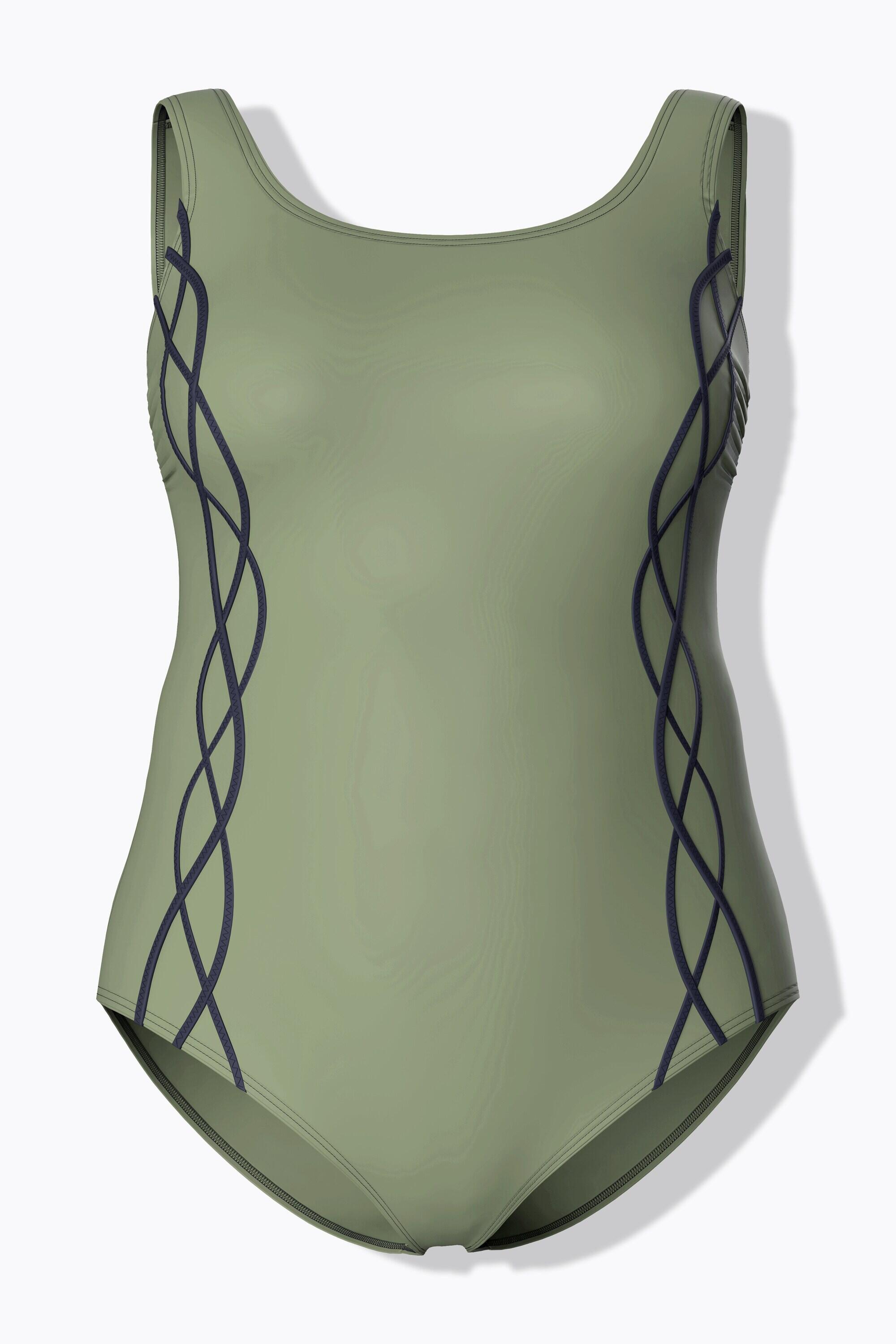 Femme Maillot de bain sans bonnets souples décolleté rond et passepoil 6/7