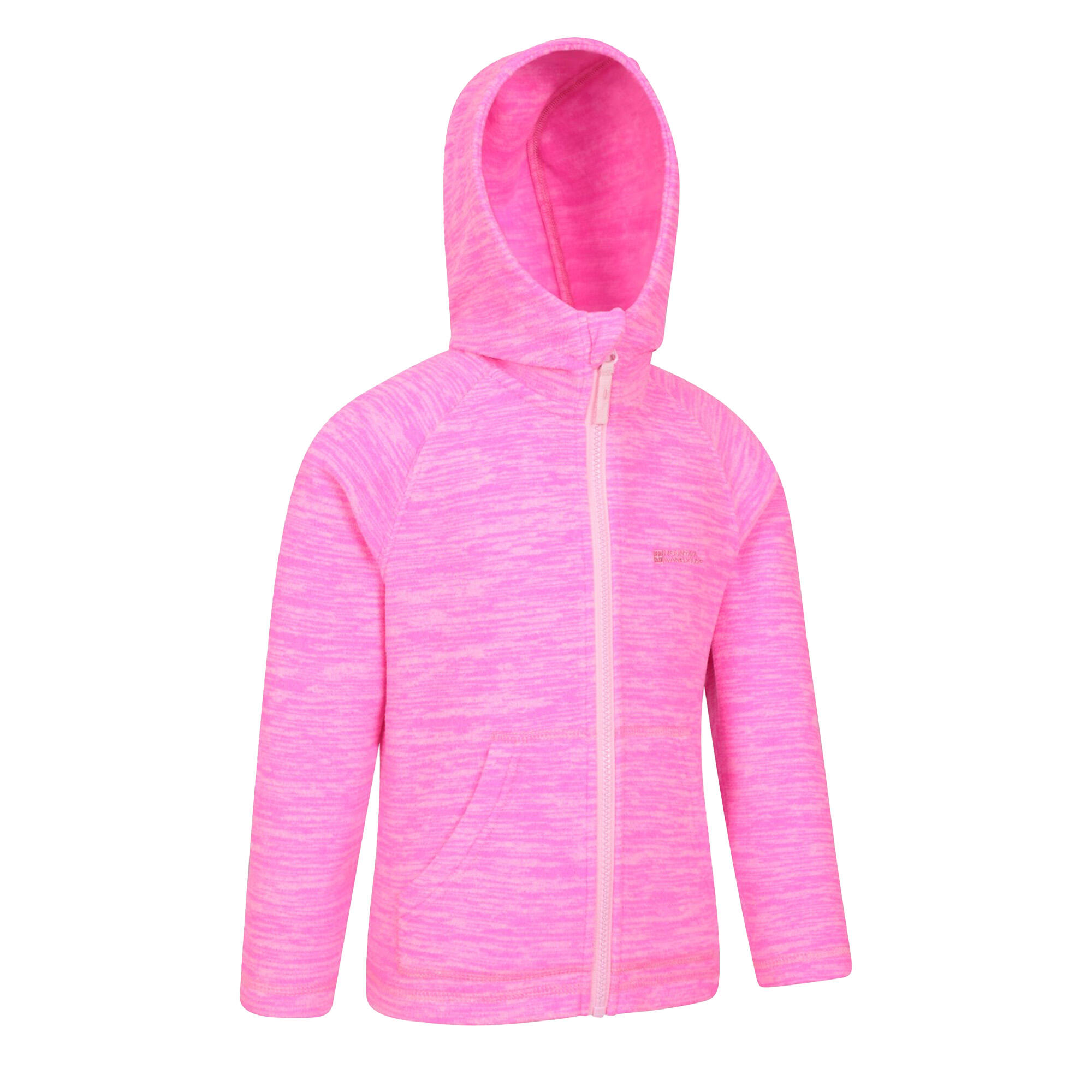 "Snowdonia II" Hoodie mit durchgehendem Reißverschluss für Kinder Leuchtend Rosa 3/4