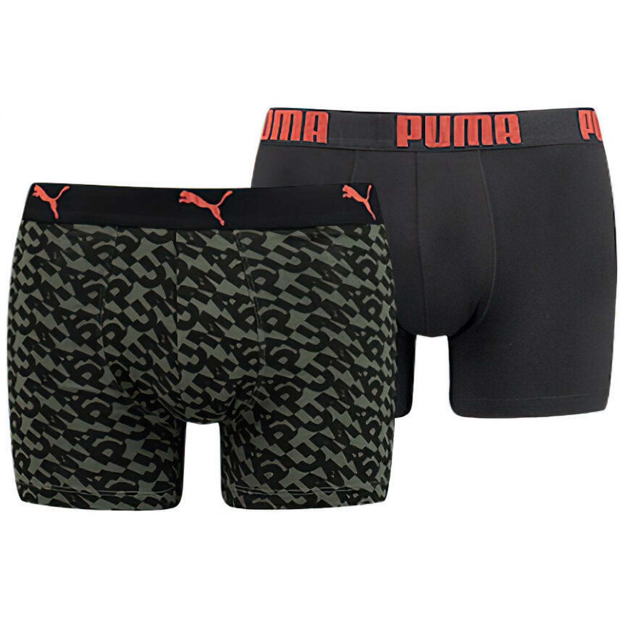 Bokserki męskie Puma Logo AOP 2-pack Army Green S