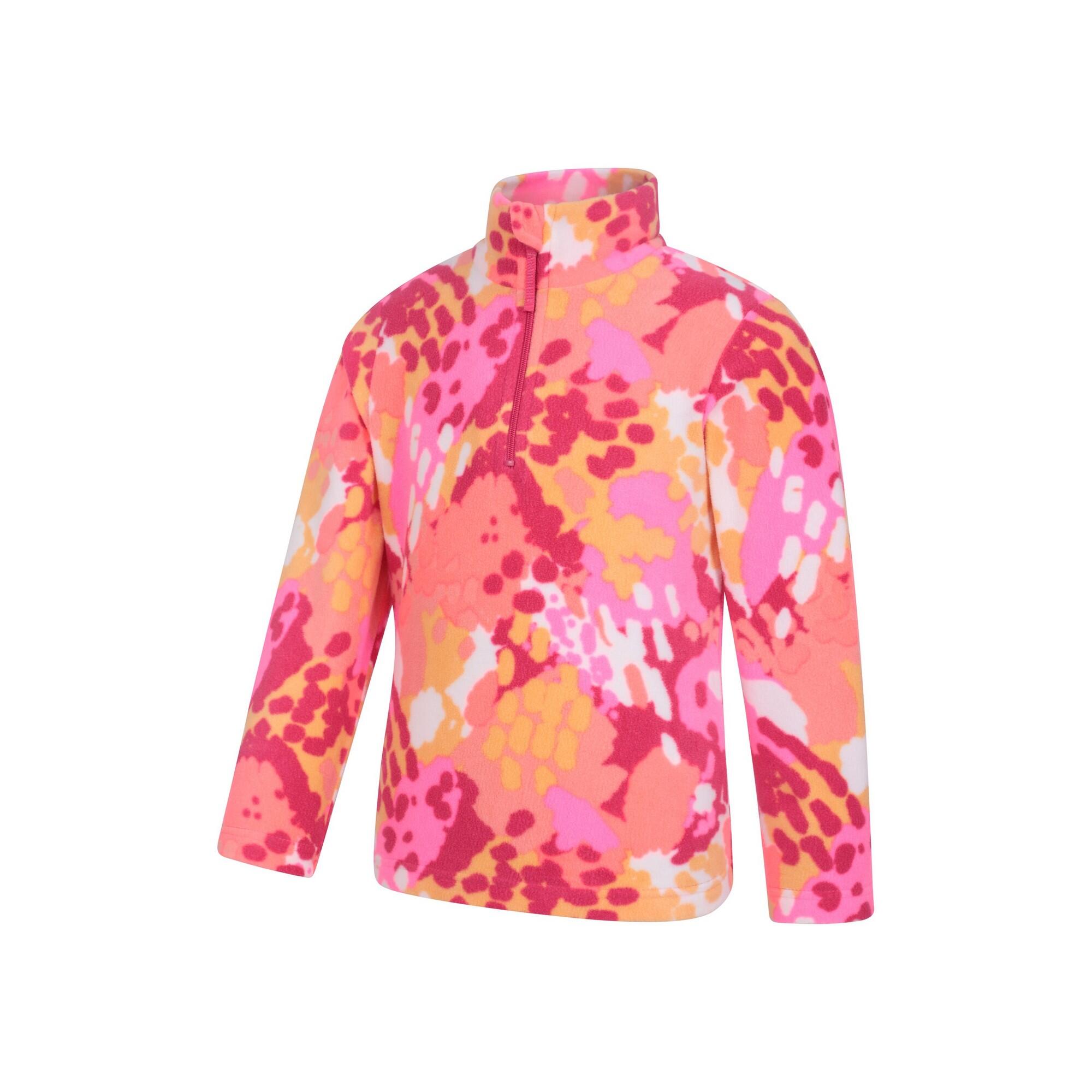 Childrens/Kids Endeavour Abstract Half Zip Fleece Top (Coral) 3/4