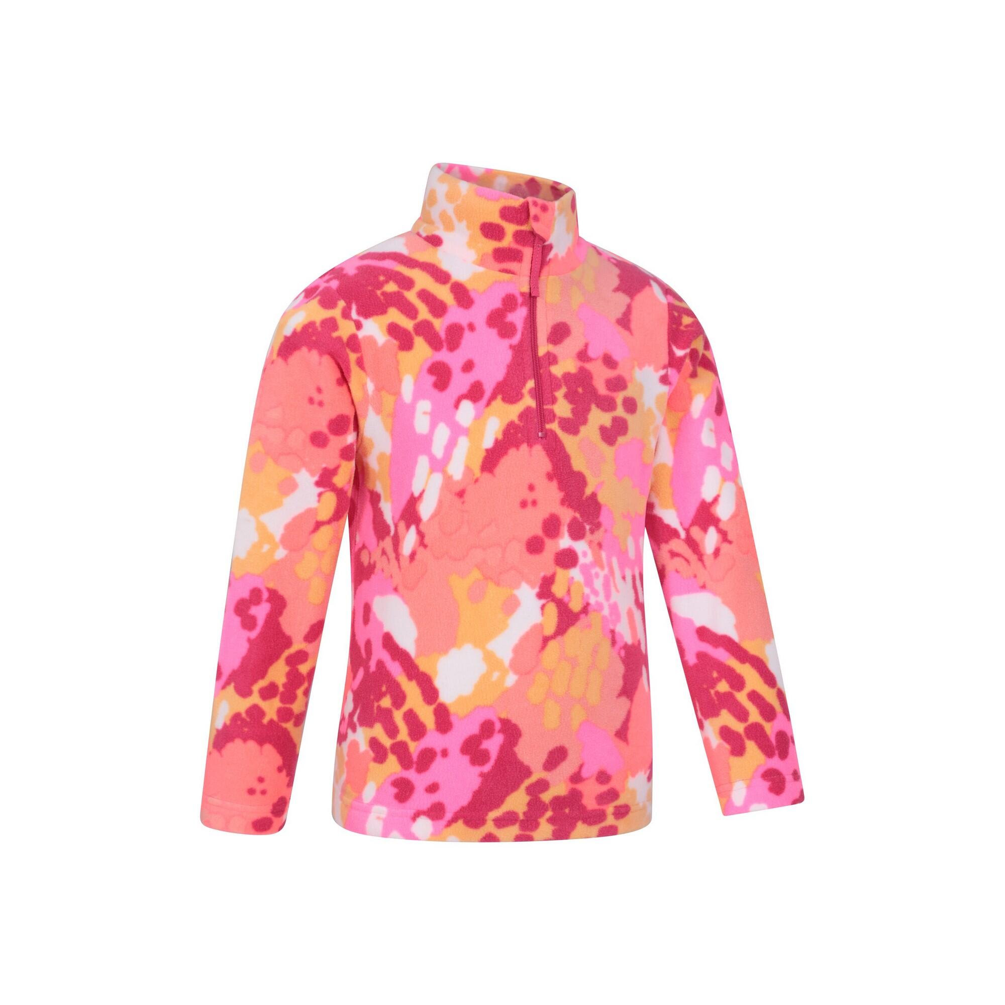 Childrens/Kids Endeavour Abstract Half Zip Fleece Top (Coral) 4/4