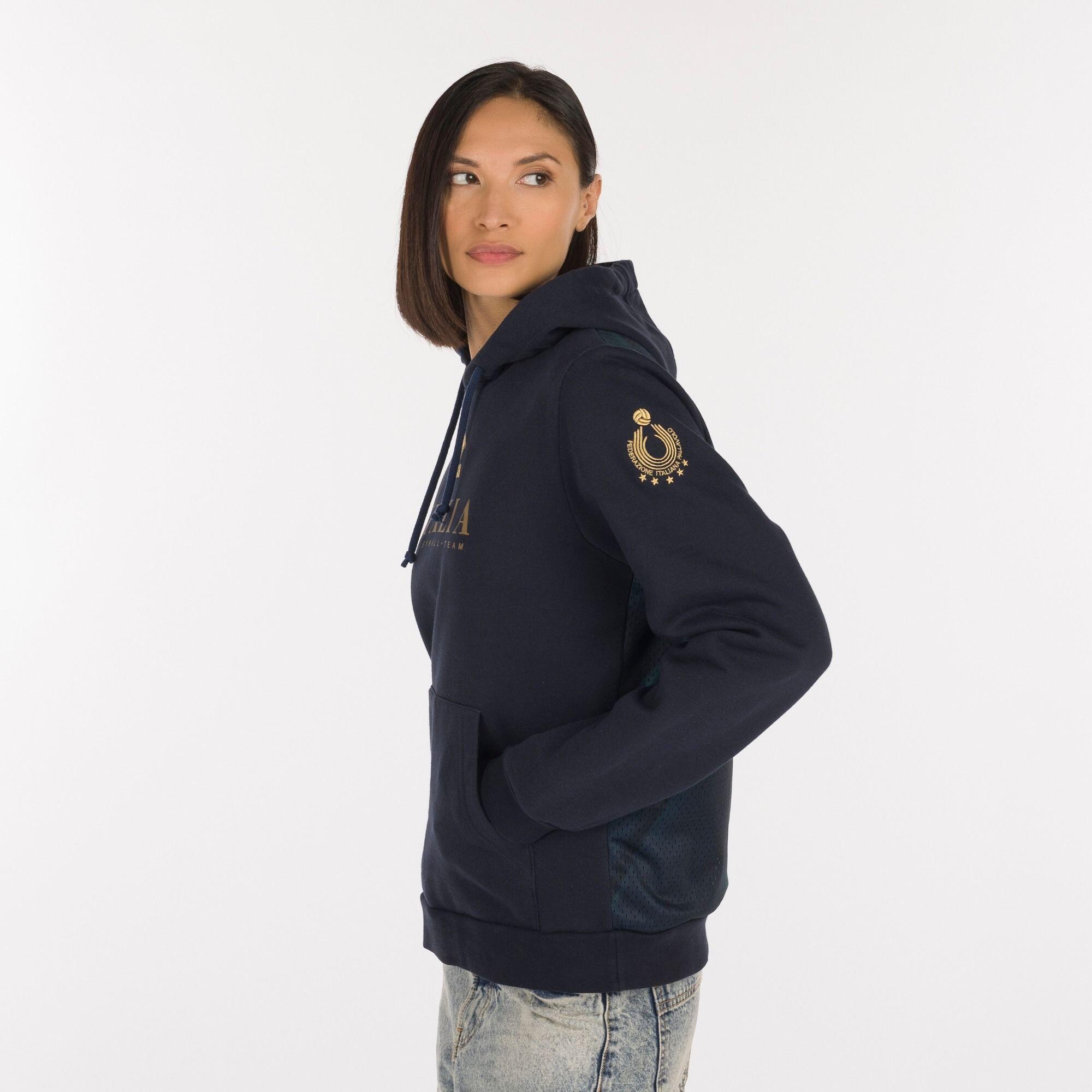 Felpa con cappuccio donna ( fleece) errea blu 2/5