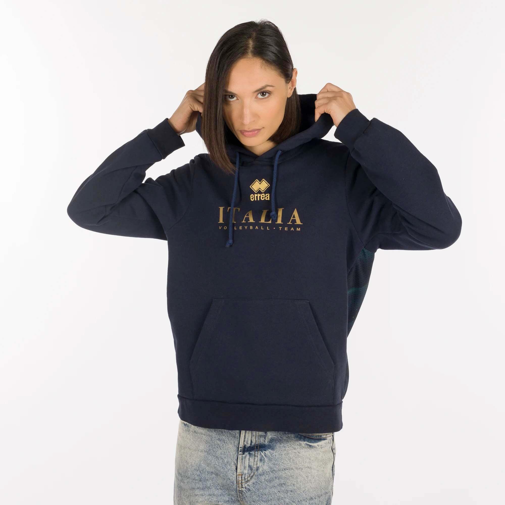 Felpa con cappuccio donna ( fleece) errea blu 5/5