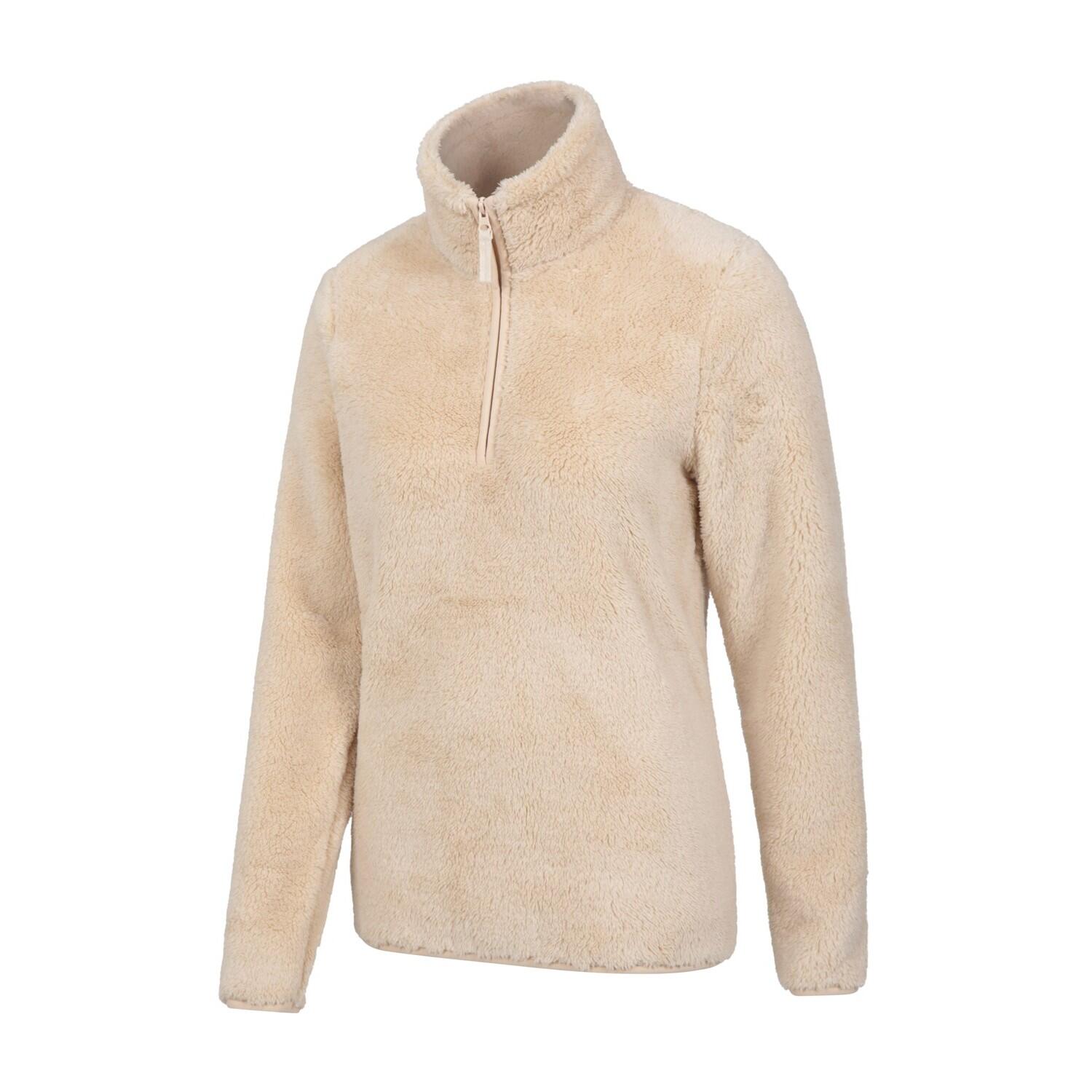 Felpa In Pile Cerniera Ad Un Quarto Donna Mountain Warehouse Beige 3/4