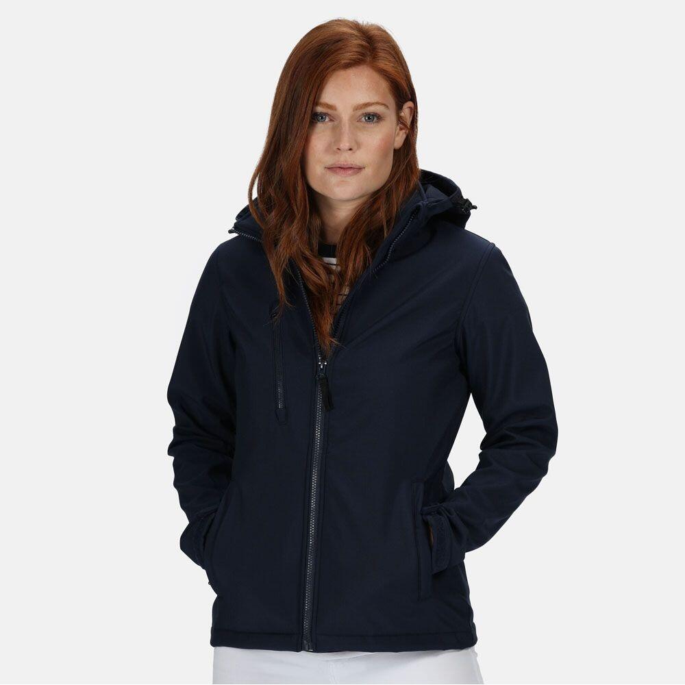 Womens/Ladies Venturer Hooded Soft Shell Jacket (Navy) 3/5