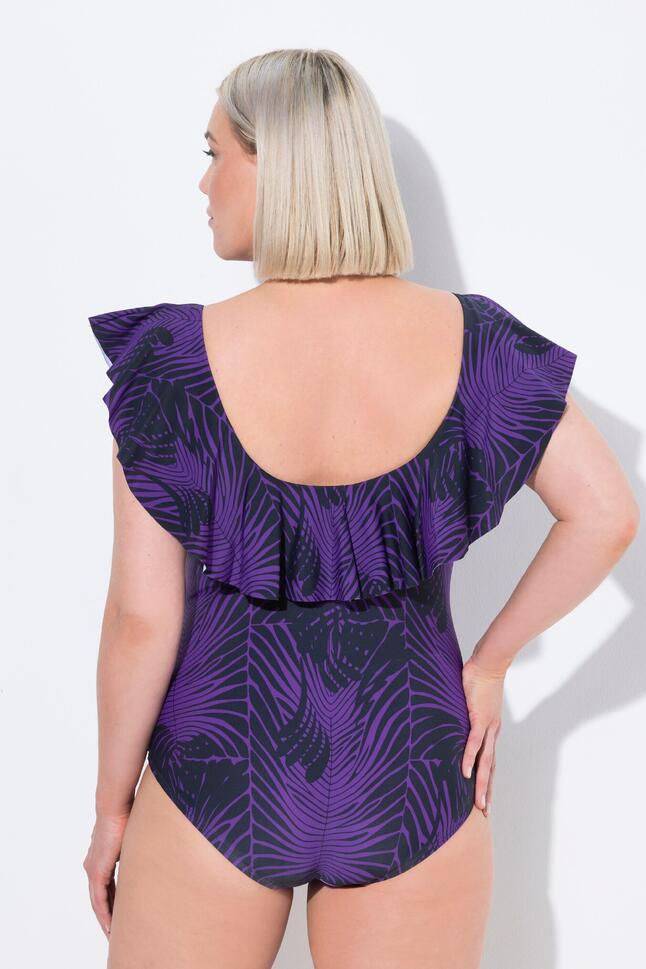 Damski Kostium kąpielowy wzór skóra węża miękkie miseczki falbana z recyklingu