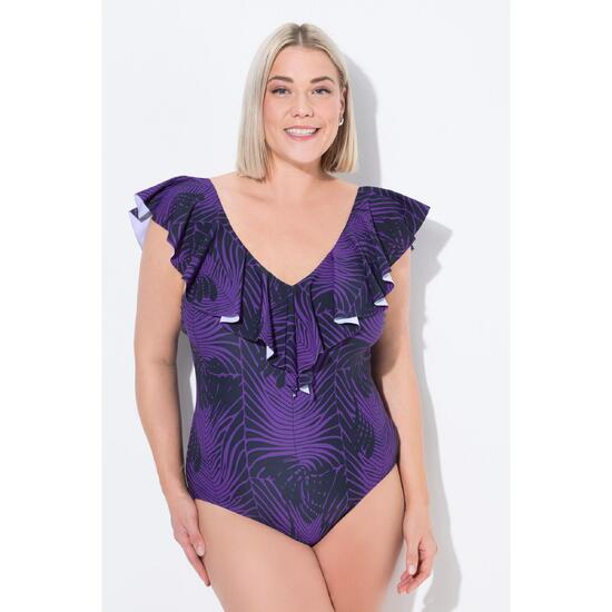 Damski Kostium kąpielowy wzór skóra węża miękkie miseczki falbana z recyklingu