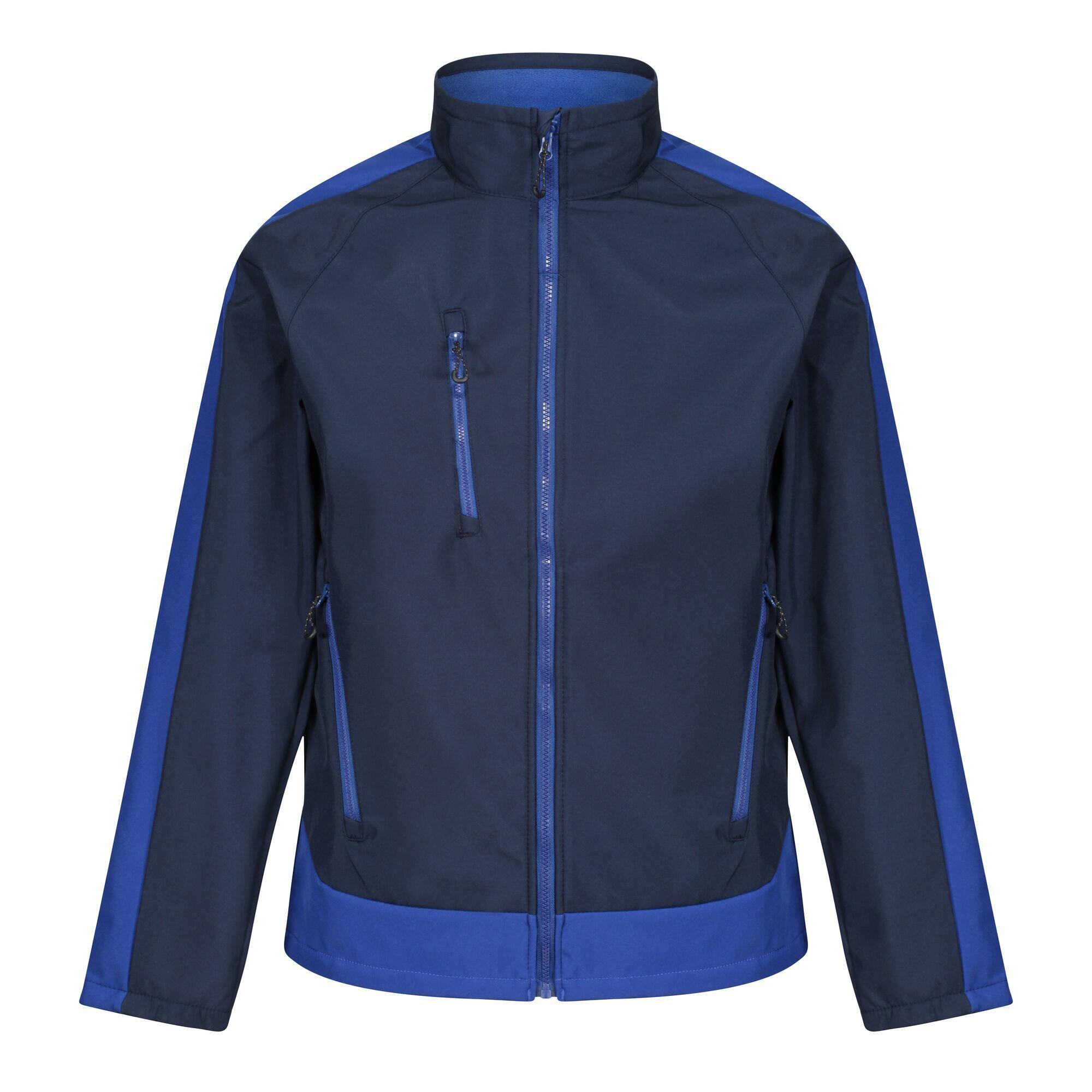 Mens Contrast 3 Layer Softshell Full Zip Jacket (Navy/New Royal Blue) 1/5