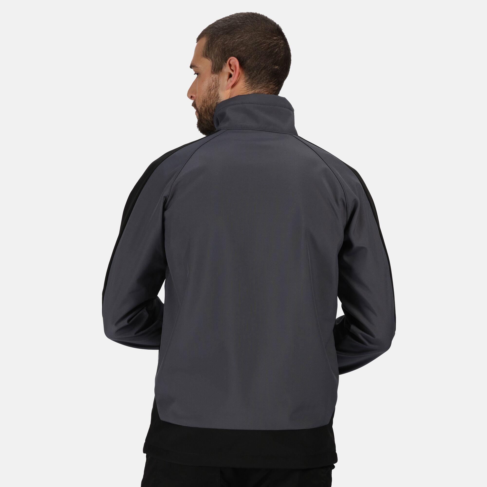 Mens Contrast 3 Layer Softshell Full Zip Jacket (Slate Grey/Signal Black) 3/5