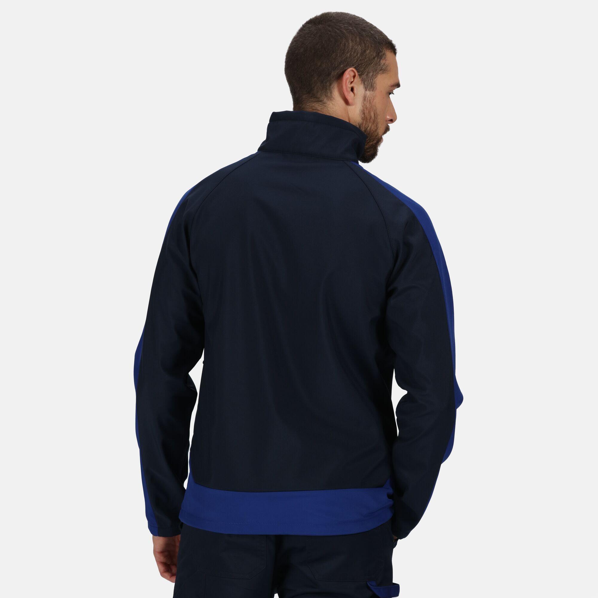 Mens Contrast 3 Layer Softshell Full Zip Jacket (Navy/New Royal Blue) 3/5